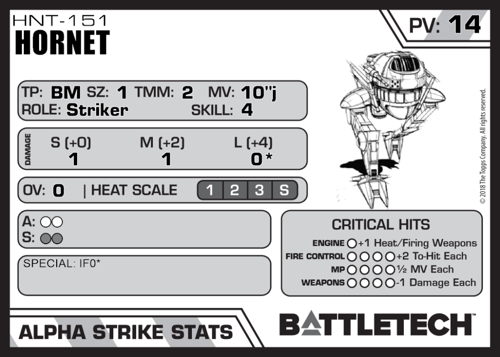 BattleMech Hornet
AS Spielkarte