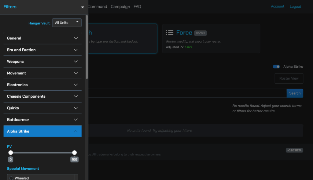 Filterpanel in Reactor Ops