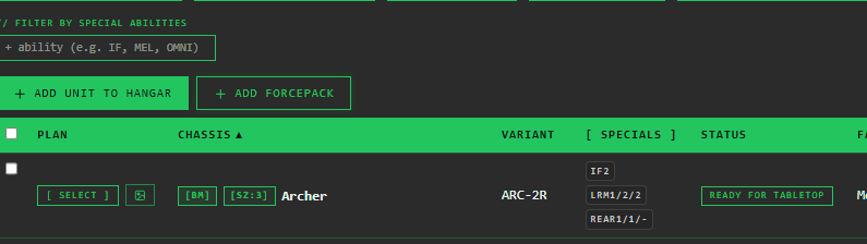 Add Forcepack - Feature on the Tactical Screen