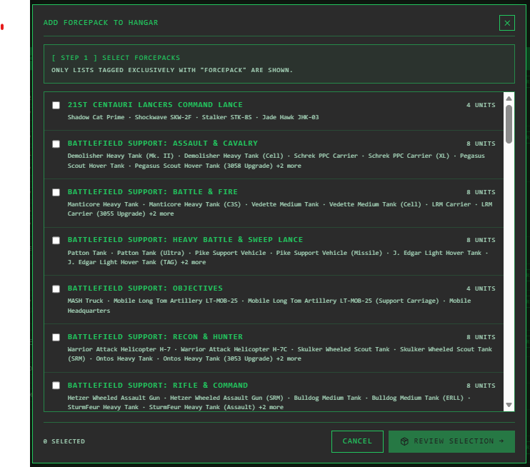 Step 1: Select Forcepacks