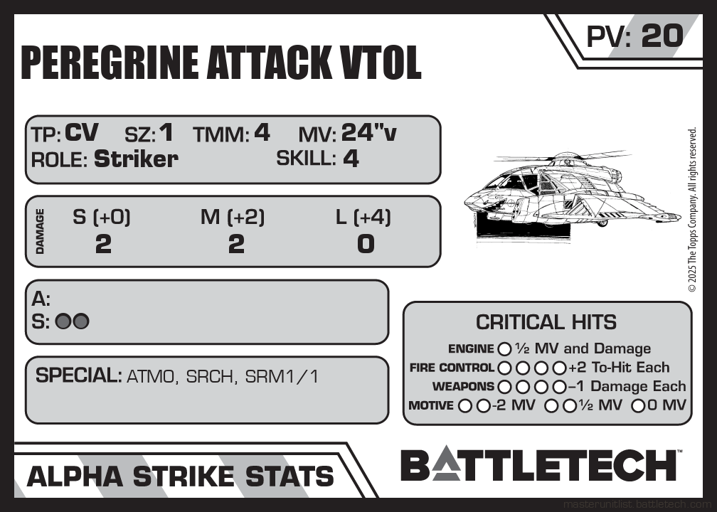 Peregrine Attack VTOL AS Card